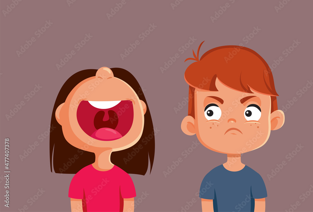 Laughing Girl Making Jokes Upsetting Her Friend Vector Cartoon Laughing Girl Making Jokes Upsetting Her Friend Vector Cartoon