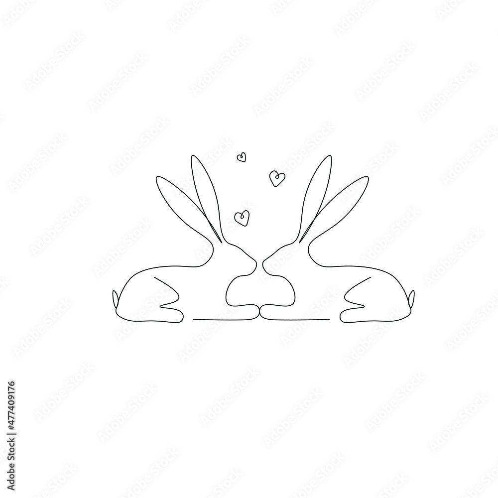 Valentines day card with love hearts and bunny vector illustration Valentines day card with love hearts and bunny vector illustration