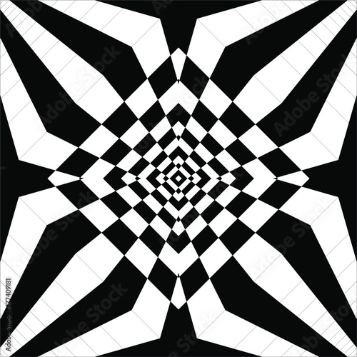 Black-White Optical Illusion Fro Background. Vector Illustration