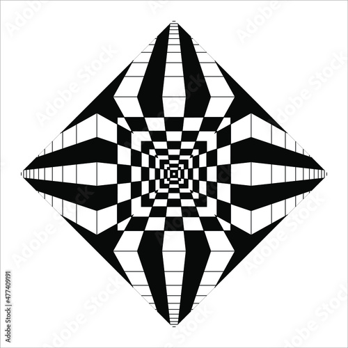 Black-White Optical Illusion Fro Background. Vector Illustration