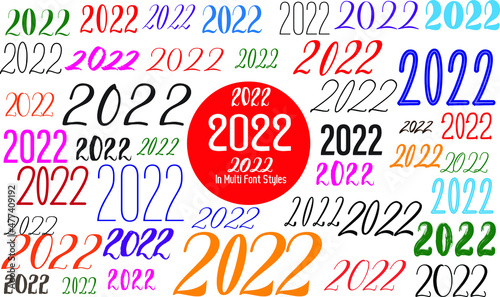 2022 Text For New Year Greeting Card Designs in Multi Style Fonts
