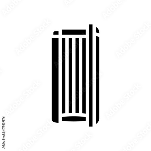 vertical cabin open solarium equipment glyph icon vector. vertical cabin open solarium equipment sign. isolated contour symbol black illustration