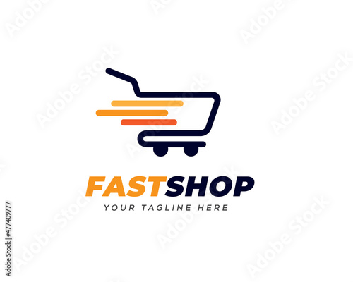 moving fast shopping cart delivery logo icon symbol template illustration inspiration