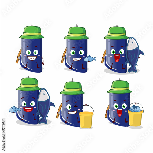 A fisherman Pen cartoon picture catch a big fish