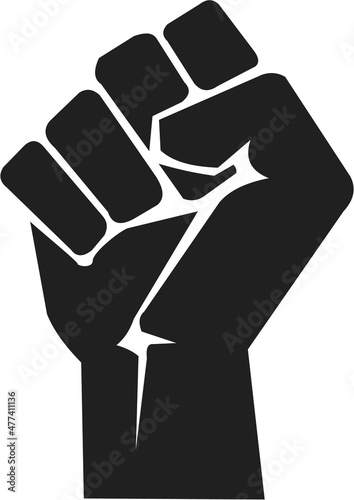 Symbol of victory, strength, power and solidarity - Raised fist - flat icon for media, apps and websites photo