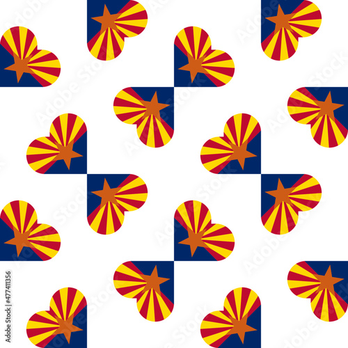 seamless arizona flag heart pattern. vector illustration. print, book cover, wrapping paper, decoration, banner and etc