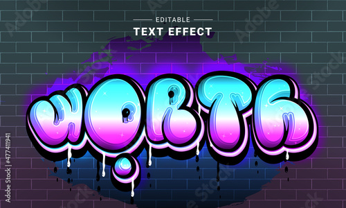 Editable text style effect - Graffiti text style theme.	