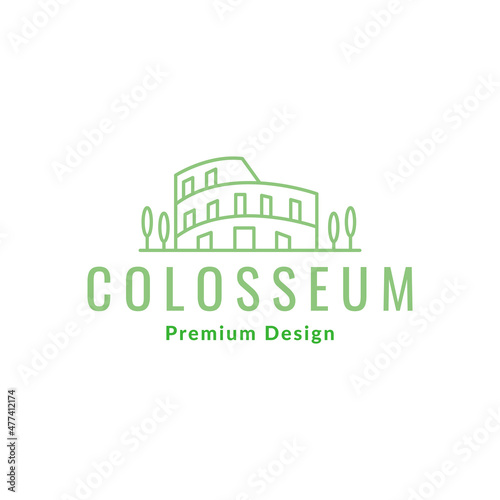 line coliseum green with trees logo design vector graphic symbol icon sign illustration creative idea