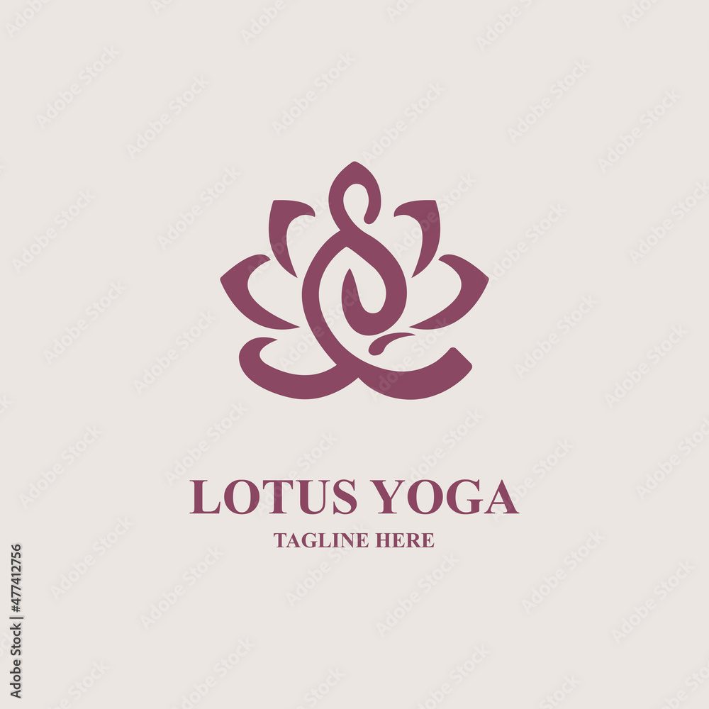 Lotus flower yoga meditation logo icon design template for brand or company and other