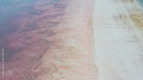 Aerial view of lake Tuz pink salt lake near Ankara and Aksaray in Anatolia, Turkey photo