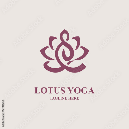 Lotus flower yoga meditation logo icon design template for brand or company and other