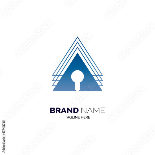 triangle key hole logo design template for brand or company and other