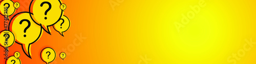 Speech bubbles with question marks on a yellow background. Abstract vector illustration. EPS 10