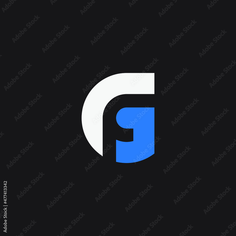 Initial letter G or G F J negative space monogram logo design. Initial letter G or G F J negative space monogram logo design.