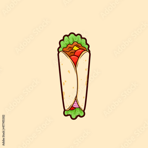 Kebab tortilla wrapped vector illustration isolated
