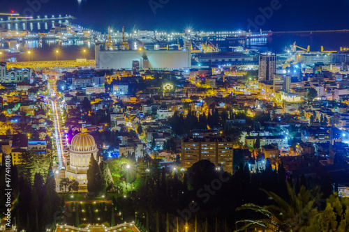 Downtown Haifa with holiday lights