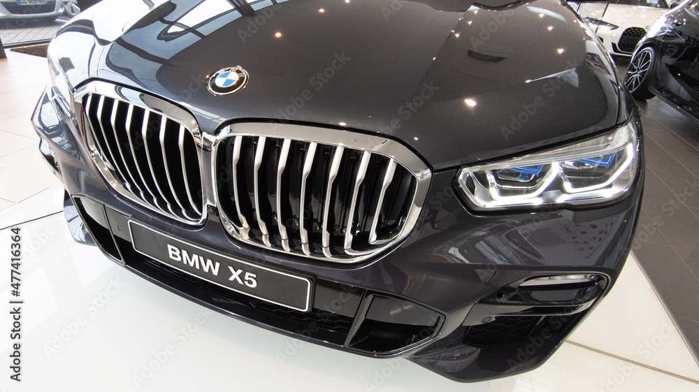 BMW X5 car logo brand and sign in dealership store Stock Photo | Adobe ...