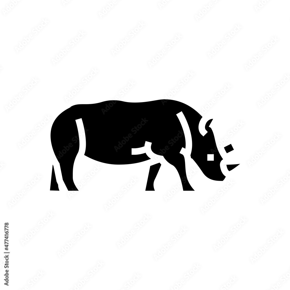 rhino animal in zoo glyph icon vector. rhino animal in zoo sign. isolated contour symbol black illustration