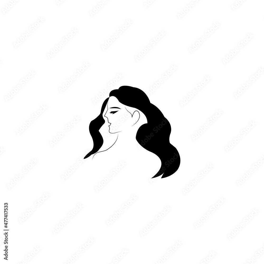 Woman face silhouette character illustration logo icon vector Woman face silhouette character illustration logo icon vector