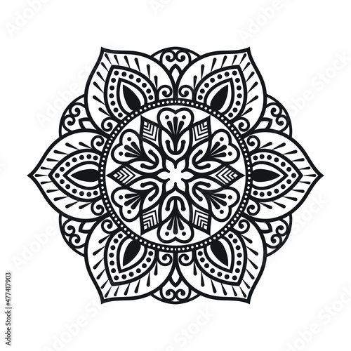Vector Indian mandala pattern vintage decorative elements, Islamic mandala Ethnic ornamental background