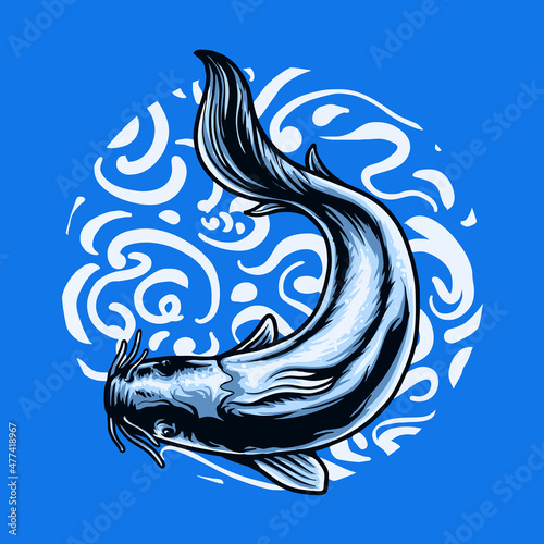 CatFish Character Vector Illustration Tshirt design