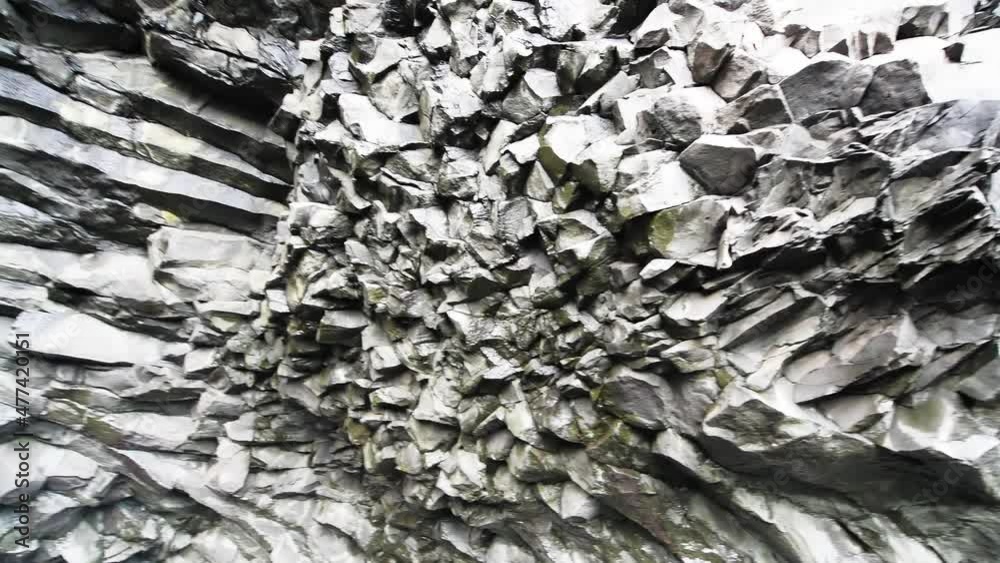 Reynisfjara black beach basalt rocks in summer season Reynisfjara black beach basalt rocks in summer season