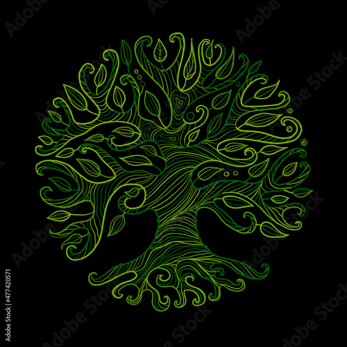 Art tree with roots for your design
