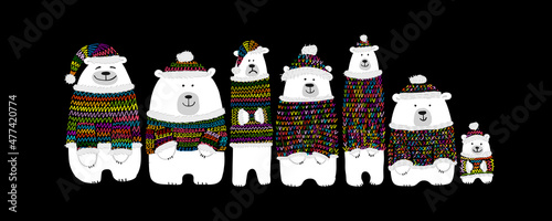 Santa bears family, sketch for your design