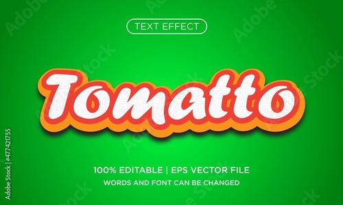 Tomato editable text effect.food menu theme.vector
