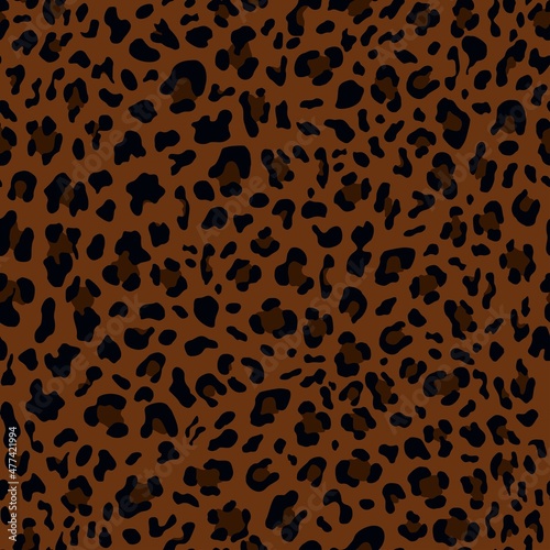 
Leopard vector print, seamless trendy pattern for textiles, skin of a wild cat