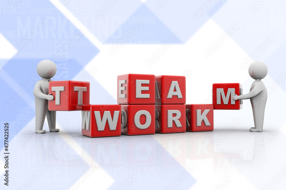 3d illustration Teamwork text with man
3d illustration Teamwork text with man