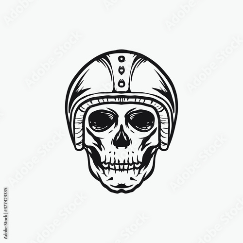Skull helmet biker drawing.