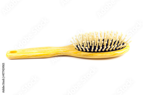 .hair brush on white background.