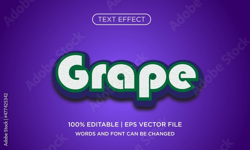grape text effect, editable fresh and food text style.vector premiun