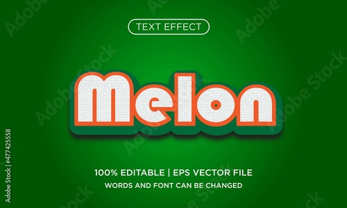 melon text effect, editable fresh and food text style.vector premiun