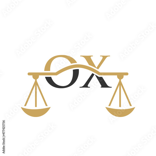 Law Firm Letter OX Logo Design. Lawyer, Justice, Law Attorney, Legal, Lawyer Service, Law Office, Scale, Law firm, Attorney Corporate Business OX Initial Letter Logo Template