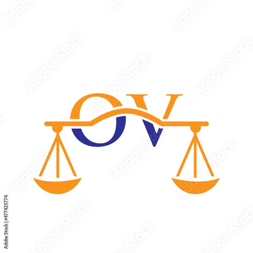 Law Firm Letter OV Logo Design. Lawyer, Justice, Law Attorney, Legal, Lawyer Service, Law Office, Scale, Law firm, Attorney Corporate Business OV Initial Letter Logo Template