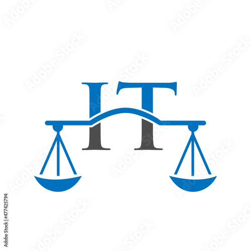 Law Firm Letter IT Logo Design. Lawyer, Justice, Law Attorney, Legal, Lawyer Service, Law Office, Scale, Law firm, Attorney Corporate Business IT Initial Letter Logo Template