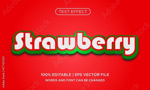 strawberry text effect, editable fresh and food text style.vector premiun
