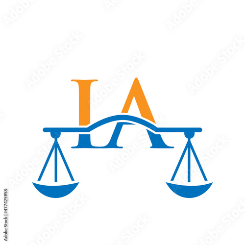 Law Firm Letter IA Logo Design. Lawyer, Justice, Law Attorney, Legal, Lawyer Service, Law Office, Scale, Law firm, Attorney Corporate Business IA Initial Letter Logo Template