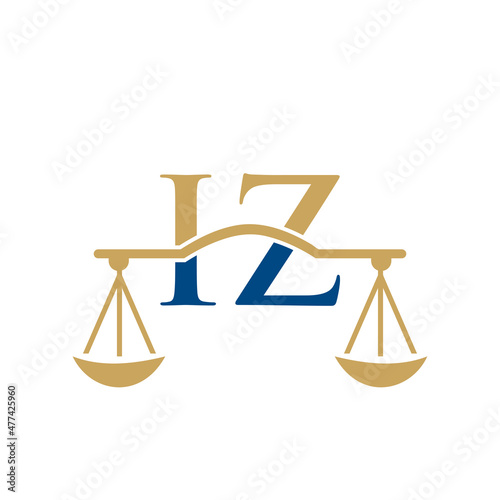 Law Firm Letter IZ Logo Design. Lawyer, Justice, Law Attorney, Legal, Lawyer Service, Law Office, Scale, Law firm, Attorney Corporate Business IZ Initial Letter Logo Template