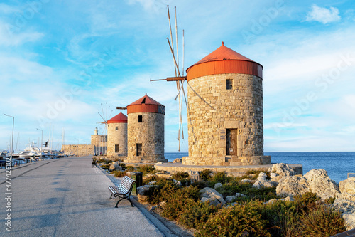 Mandraki Harbor and Windmills, Rhodes