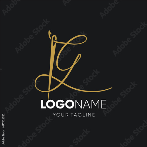 Letter  G Sewing Needle Logo Design Vector Icon Graphic Emblem Illustration