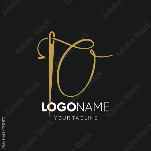Letter O Sewing Needle Logo Design Vector Icon Graphic Emblem Illustration