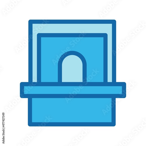 Ticket Office Line Filled Blue Vector Icon Design