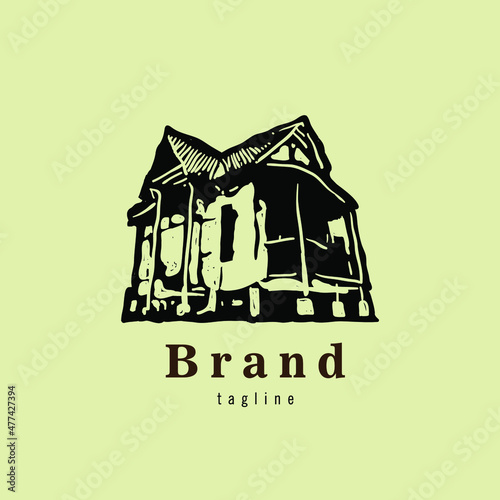 Wood house logo design, Indigeneous Village logo photo