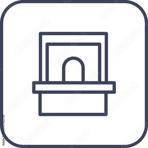 Ticket Office Line Round Corner Vector Icon Design