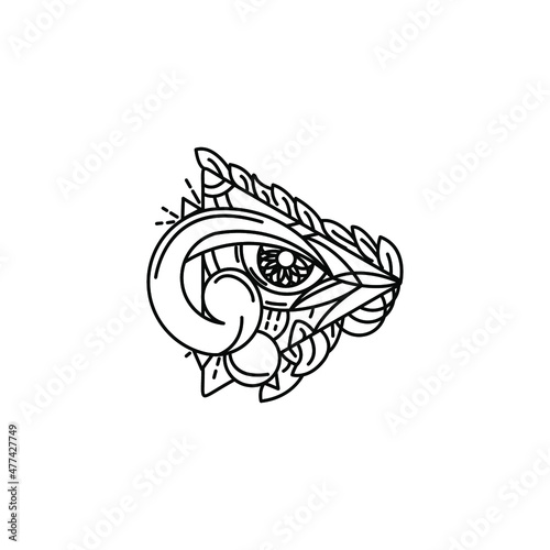 Horus eye. Egypt symbol. Ancient line logo. Abstract osiris Logo