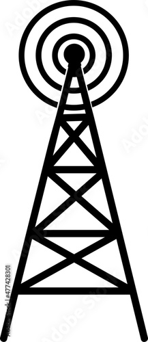  Radio tower mast with radio waves for broadcast transmission line art vector icon.eps