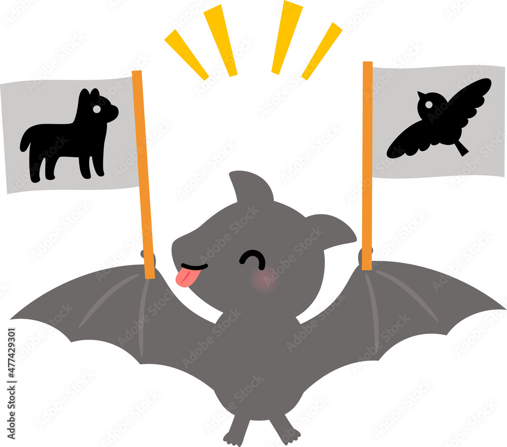 鳥と獣の旗を持ったコウモリのキャラクター Stock Vector Adobe Stock